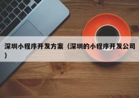 深圳小程序开发方案（深圳的小程序开发公司）