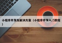 小程序开发及解决方案（小程序开发入门教程）