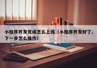 小程序开发完成怎么上线（小程序开发好了,下一步怎么操作）