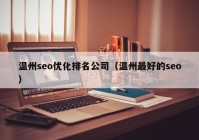 温州seo优化排名公司（温州最好的seo）