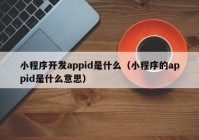 小程序开发appid是什么（小程序的appid是什么意思）