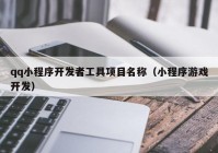 qq小程序开发者工具项目名称（小程序游戏开发）