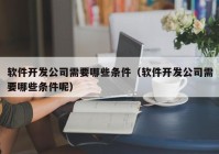 软件开发公司需要哪些条件（软件开发公司需要哪些条件呢）