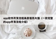 app软件开发流程吴彦祖苏大强（一款完整的app开发流程介绍）