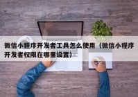 微信小程序开发者工具怎么使用（微信小程序开发者权限在哪里设置）