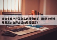 微信小程序开发怎么选择合适的（微信小程序开发怎么选择合适的编程语言）