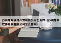 苏州龙明软件开发有限公司怎么样（苏州龙明软件开发有限公司怎么样啊）