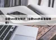 谷歌seo优化知识（谷歌seo内容是指哪些）