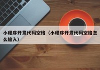 小程序开发代码空格（小程序开发代码空格怎么输入）